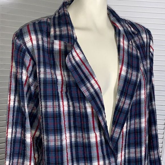 Vintage Main Street Blues Oversized Cotton Plaid Blazer Size B2 - Picture 3 of 14